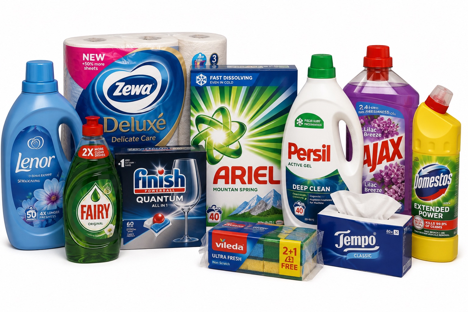 Household cleaning products representing the household-products category